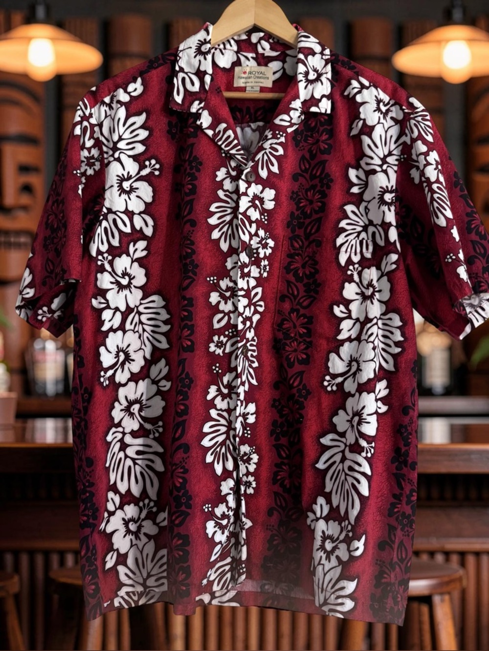 Royal Hawaiian Vintage Red hibiscus Floral Aloha Shirt Sz XL Button Up Tropical🌺